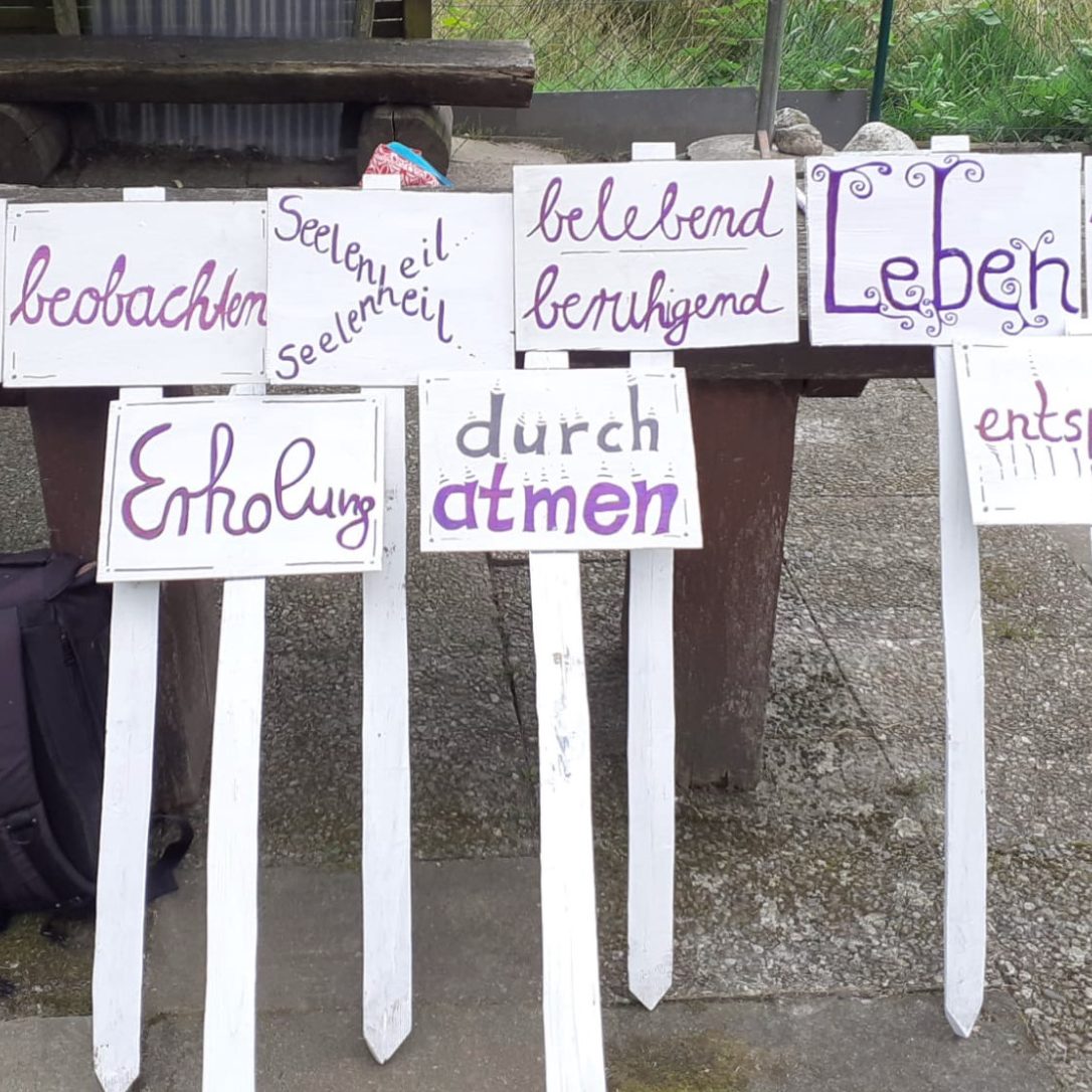 Schilderaktion mit Stichworten